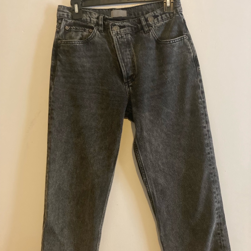 BOYISH The Casey Rigid High Rise Straight Jean Asymmetrical Buttons - Picture 7 of 13